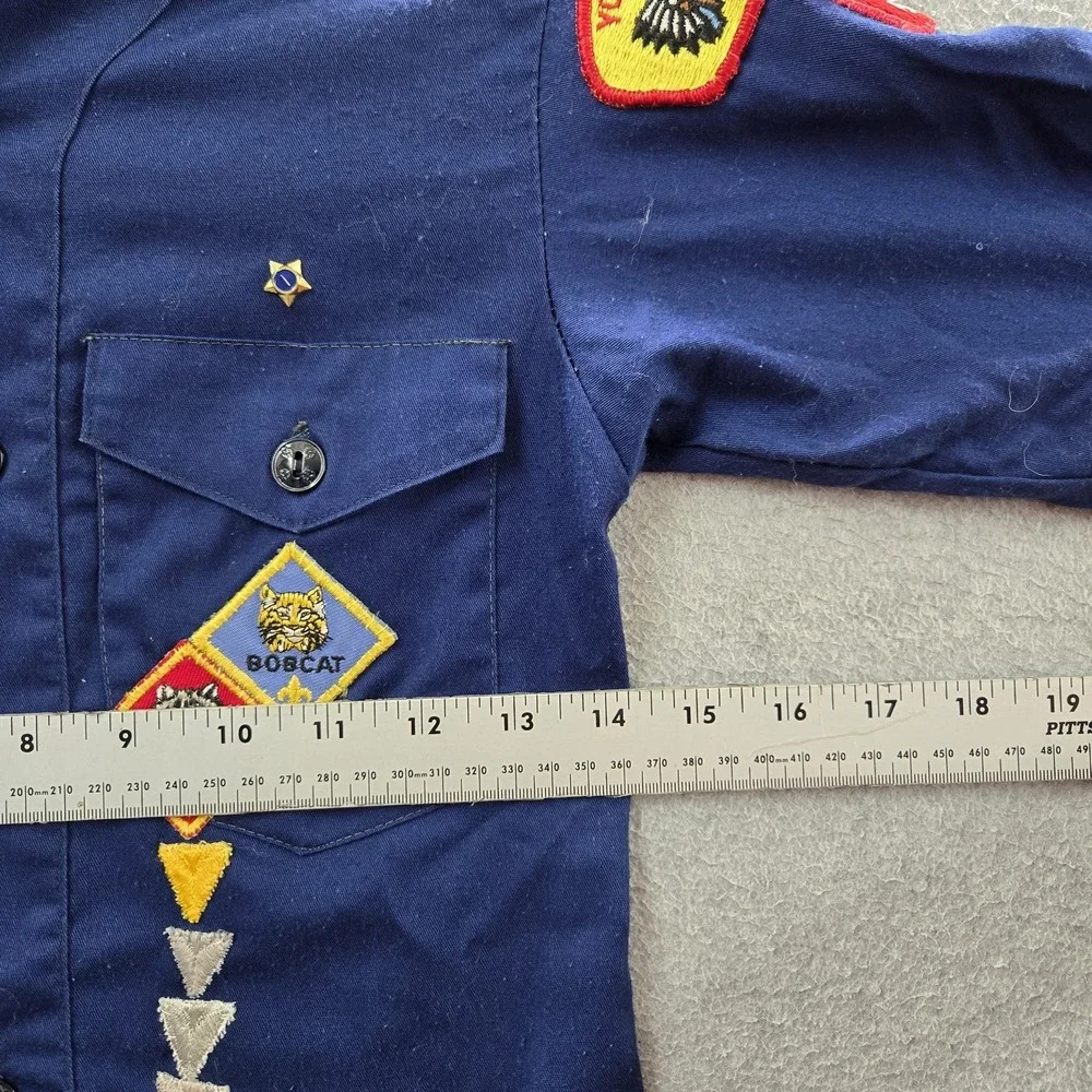 VINTAGE Boy Scouts Of America Boys Button Up 12 Shirt Blue Yosemite Cub Scout